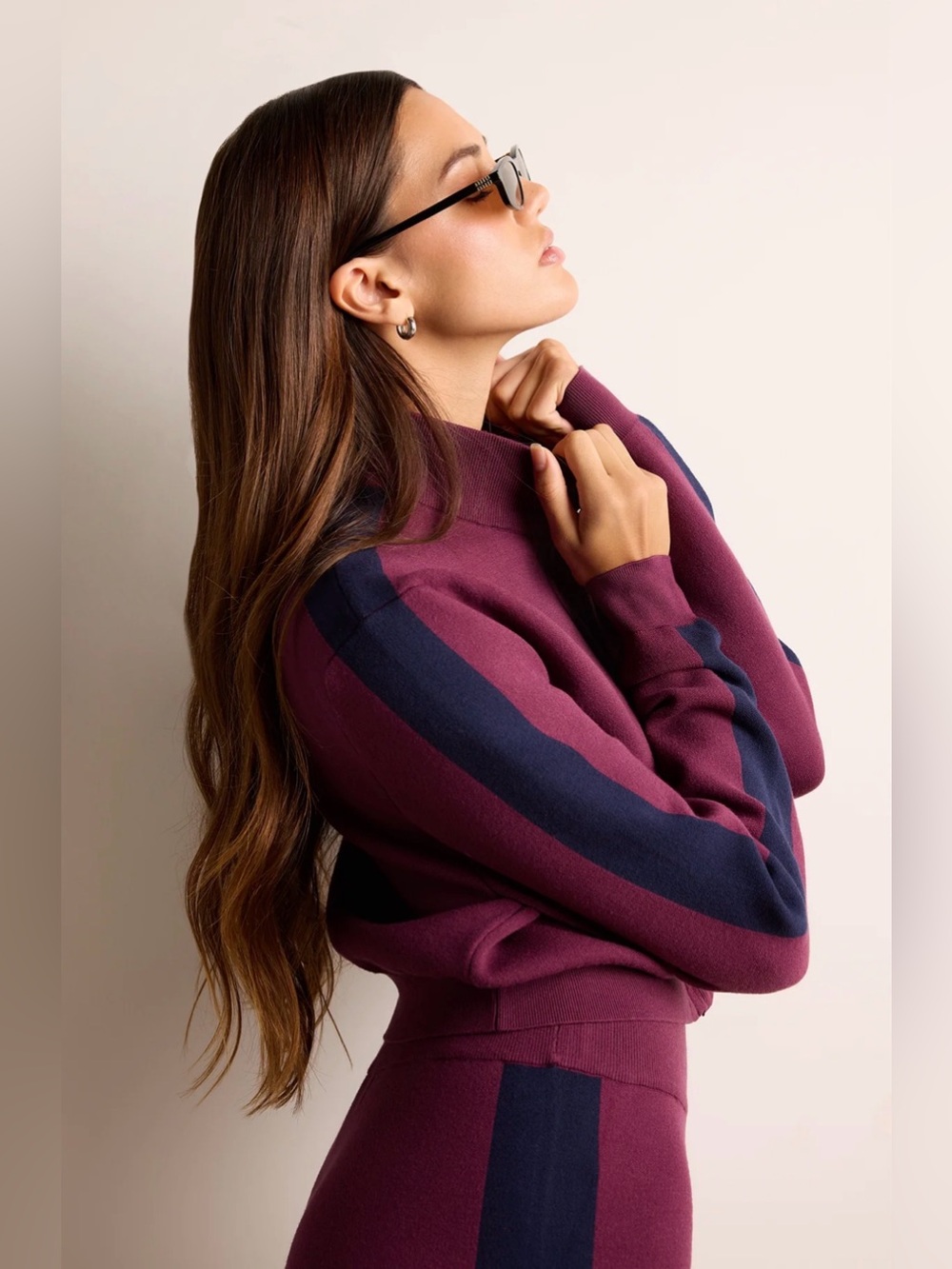 NWT Spiritual Gangster Marlow Full Zip Sweater in Dark Dahlia